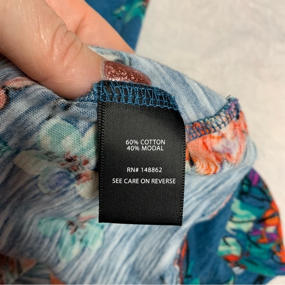 Torrid size 0 baby doll top blue/green/floral pattern - Picture 8 of 10